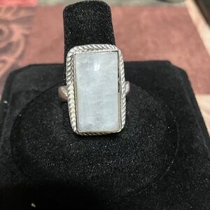 Vintage rainbow moonstone cuffed ring set in 925 Sterling silver can be adjusted